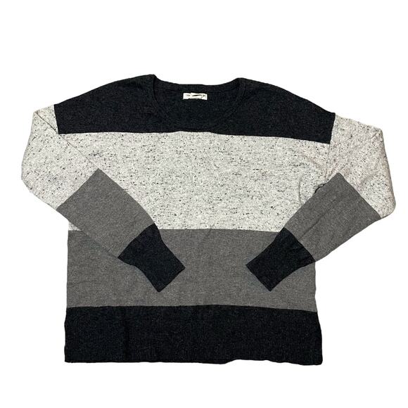 Christian Siriano Striped Merino Wool Blend Knit Sweater Gray Black - Size Large - Picture 1 of 6